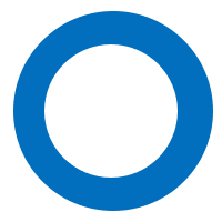 A blue circle with the letter o in it.